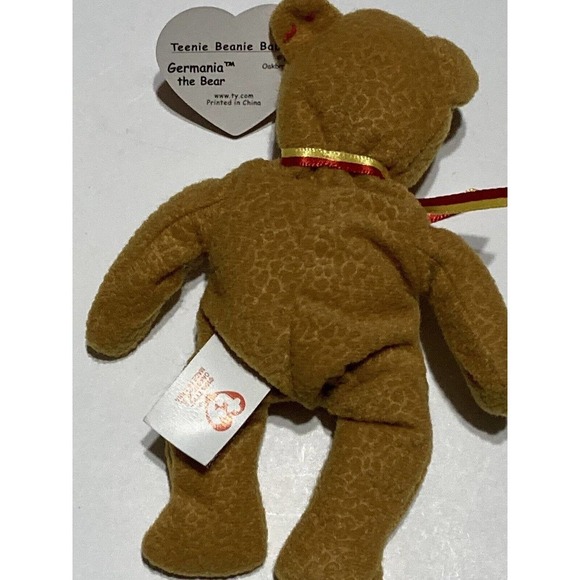 Miniature Teddy Bear, Jointed, Light Brown And Ty Beanie Germanic The Bear - Picture 7 of 9